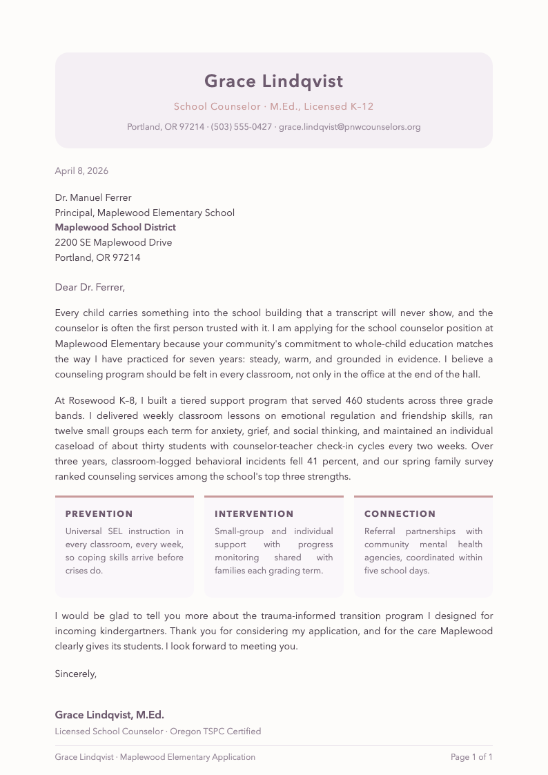 Soft pastel personal cover letter